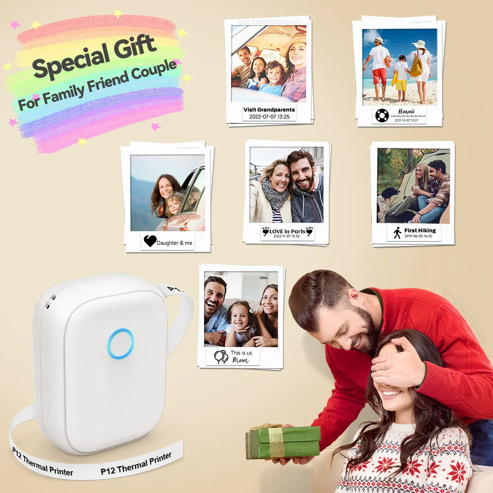 P12 Mini Thermal Label Printer – Portable Sticker Maker