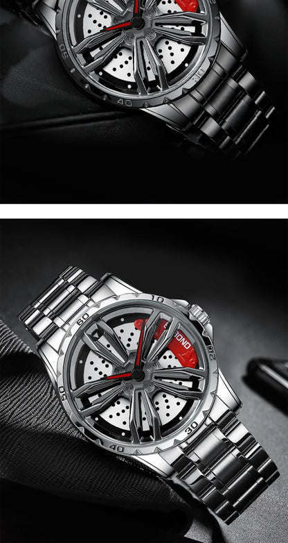 UTHAI Automotive Wheel Hub Hollow Mechanical Watch Luxury Fashion Wheel Hub Waterproof Stainless Steel Men's Watch V002