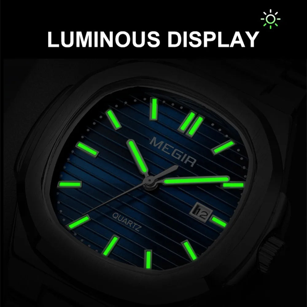 MEGIR Luxury Brand Men Business Watches Waterproof Male Clock Stainless Steel Luminous Quartz Sport Wristwatch Montre Homme 1084