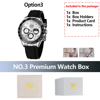 OLEVS Luxury Men's Watches Waterproof Original Quartz Man Watch Moon Phase Watch for Men Chronograph Wrist Watch Luminous Clock