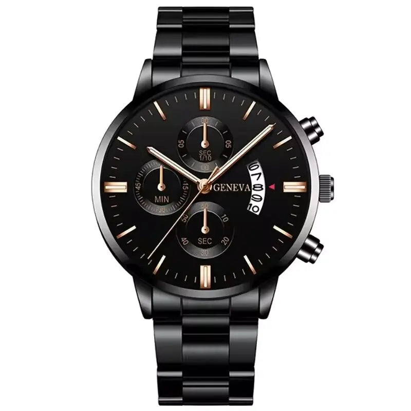 Luxorive SteelLux Business Edition ⌚ – Men's Stainless Steel Quartz Watch with Calendar