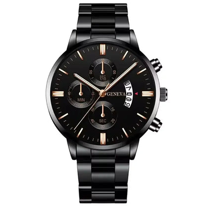 Luxorive SteelLux Business Edition ⌚ – Men's Stainless Steel Quartz Watch with Calendar