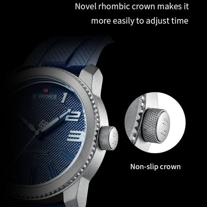 NAVIFORCE Top Brand Watch Men Fashion Casual Waterproof Simple Style Quartz Wristwatch Military Male TPU Strap Clock