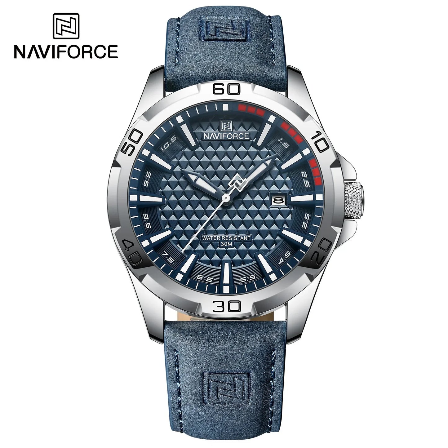 NAVIFORCE 8023 Fashion Men's Luminous Quartz Wrist Watches Waterproof Leather Strap Military Motorcycle Quartz Watch