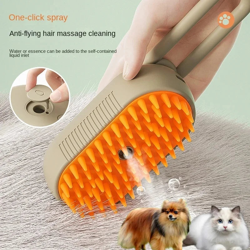 3-in-1 Electric Steamy Dog & Cat Brush – Massage & Hair Removal