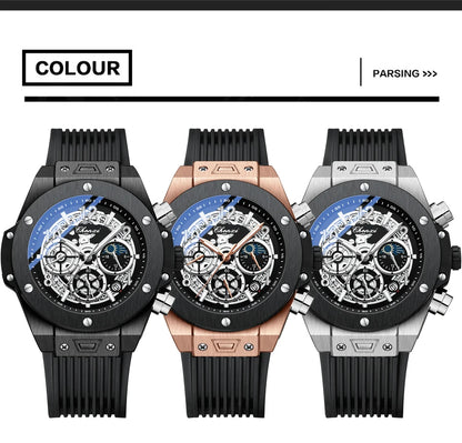 Luxorive StarryEdge – Silicone Military Moon-Phase Chrono Watch
