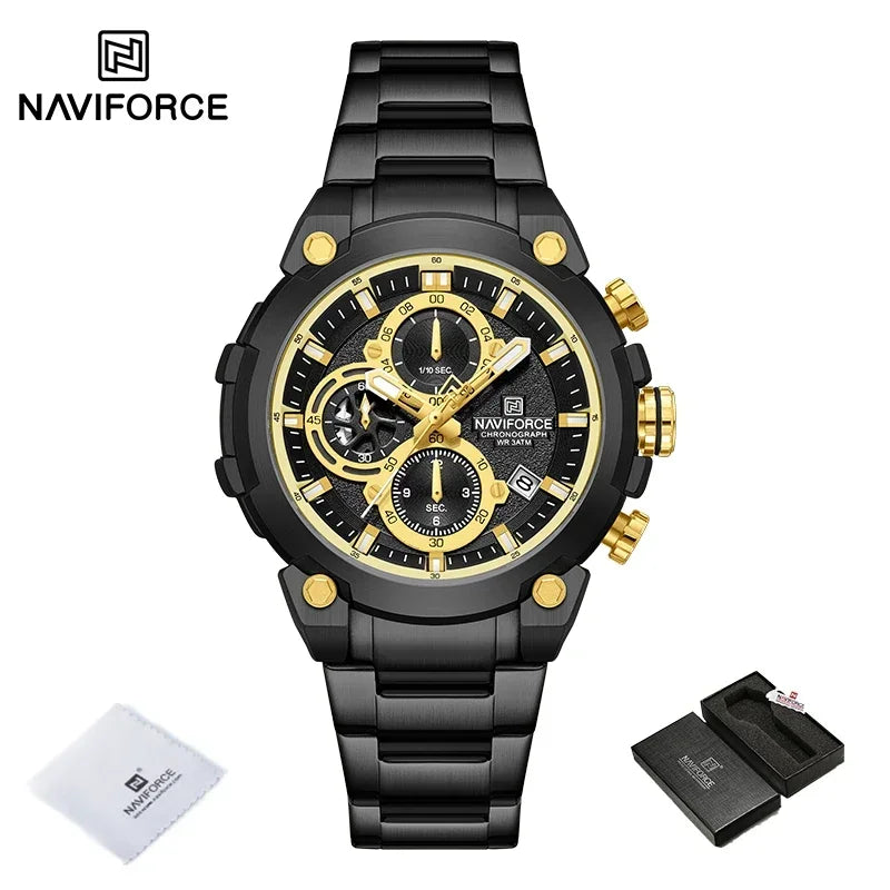 NAVIFORCE Quartz Watch Men Sport Military Waterproof Watches Mens Business Stainless Steel Wristwatch Male Clock reloj hombre