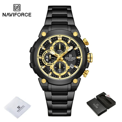 NAVIFORCE Quartz Watch Men Sport Military Waterproof Watches Mens Business Stainless Steel Wristwatch Male Clock reloj hombre
