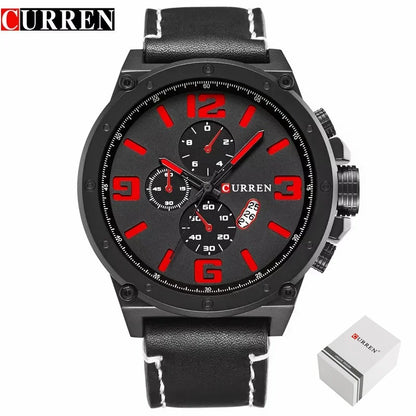 CURREN 8230 Men's Quartz Chronograph Watch – Fashion Outdoor Wristwatch with Brown & Black Leather Strap