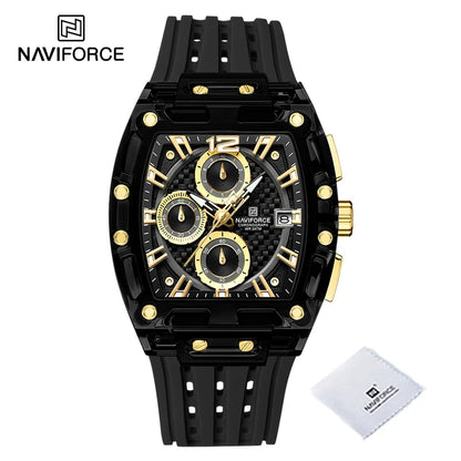NAVIFORCE Men's Quartz Multifunction Watches Fashion Sports Chronograph 5ATM Waterproof Silicone Band Casual Man Wrist Watch