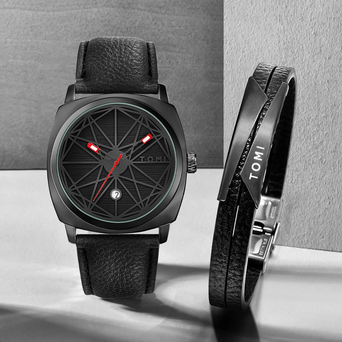 TOMI 2024 New 2PCS Men's Watch Bracelet Gift Set Luxury Business Versatile Calendar Men's Quartz Watch and Watch Gift Reloj