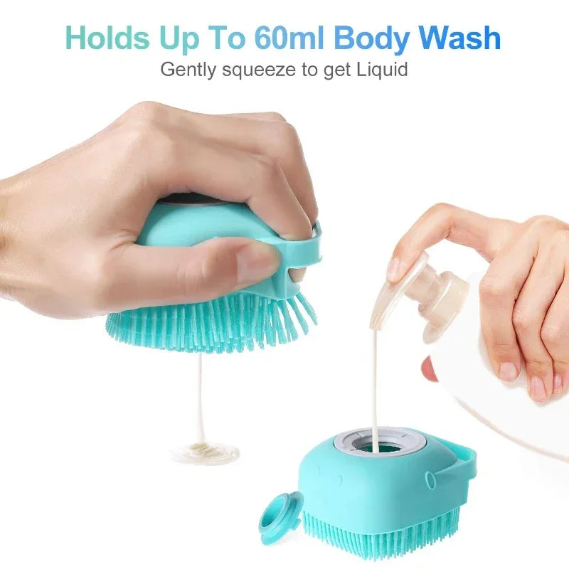 Pet Shampoo Brush – Soft Silicone Rubber Grooming Scrubber for Dogs & Cats