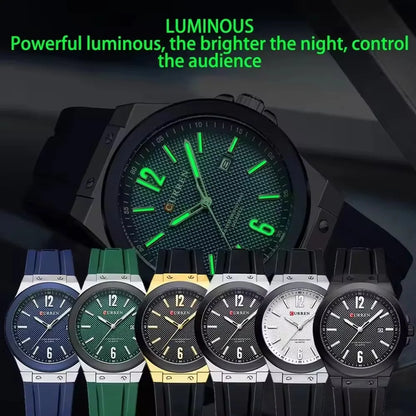 CURREN 8467 Men's Fashion Quartz Watch – Luminous Dial, Date Display, Silicone Strap