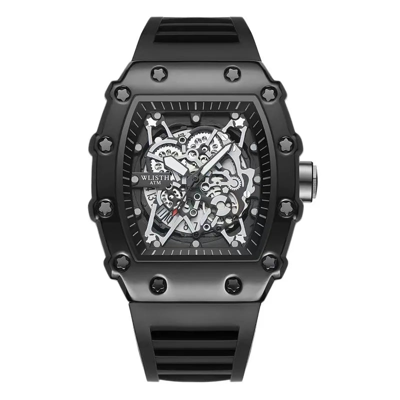 Men's Watch Fashion Automatic Movement Barrel Luminous Waterproof Clock Sports Male's Silicone Strap Quartz Wristwatch New