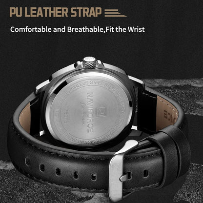 NAVIFORCE Brand Men Quartz Watch High Quality PU Band Calendar Male Wristwatch Auto Date Display Waterproof Clocks Reloj Hombre