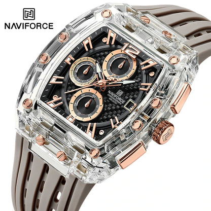 NAVIFORCE Men's Quartz Multifunction Watches Fashion Sports Chronograph 5ATM Waterproof Silicone Band Casual Man Wrist Watch