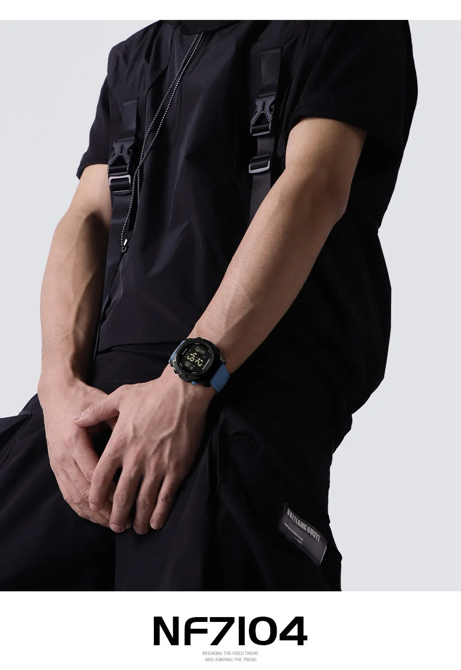 NAVIFORCE Men's Fashion LCD Digital Wristwatch 50m Waterproof Sports Silicone Strap Watches for Man Casual Electronic Male Clock