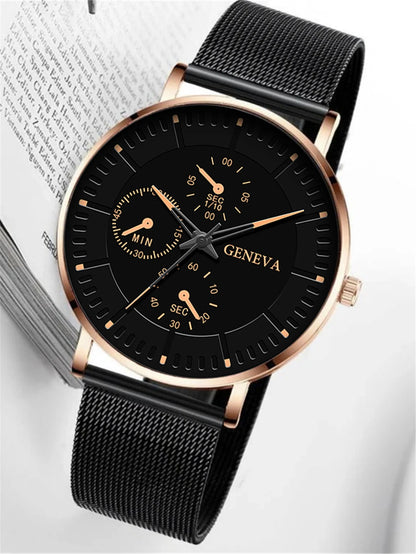 Luxorive MeshSport – Men's Mesh Steel Quartz Watch