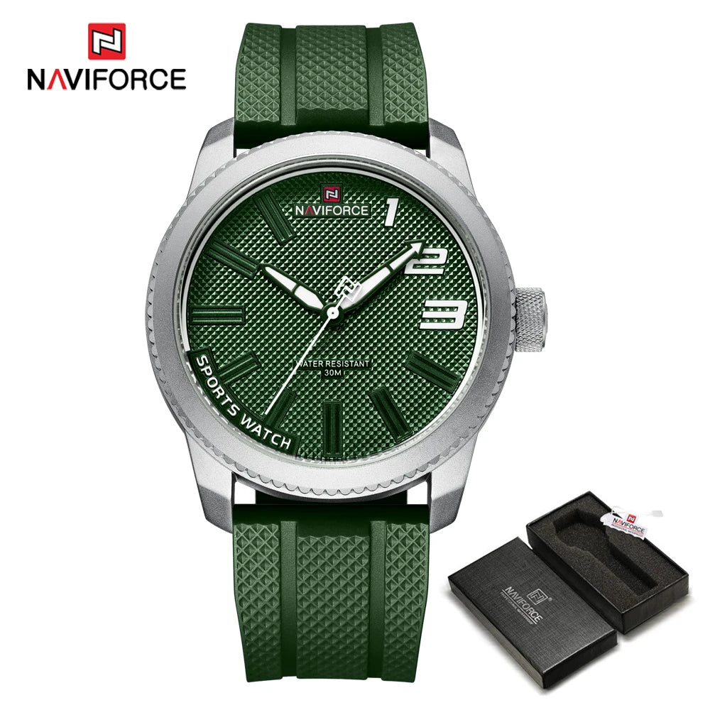 NAVIFORCE Top Brand Watch Men Fashion Casual Waterproof Simple Style Quartz Wristwatch Military Male TPU Strap Clock