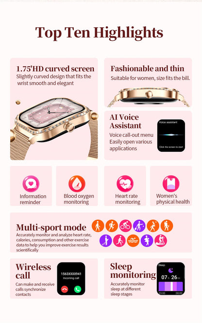 LIGE Women’s Waterproof Smartwatch – Bluetooth Call, Fitness Tracker & Heart Rate Monitor