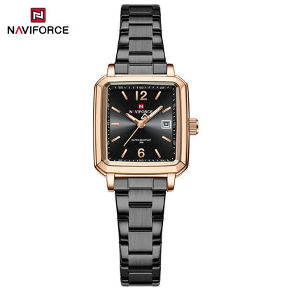 NAVIFORCE Couple Quartz Watch Retro Fashion Calendar Display Stainless Steel Strap Luminous Pointer 3ATM Waterproof Couple Watch