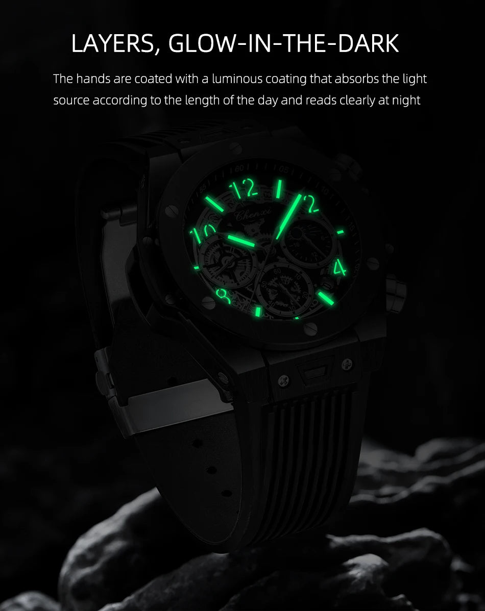 Luxorive StarryEdge – Silicone Military Moon-Phase Chrono Watch