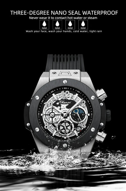 Luxorive StarryEdge – Silicone Military Moon-Phase Chrono Watch