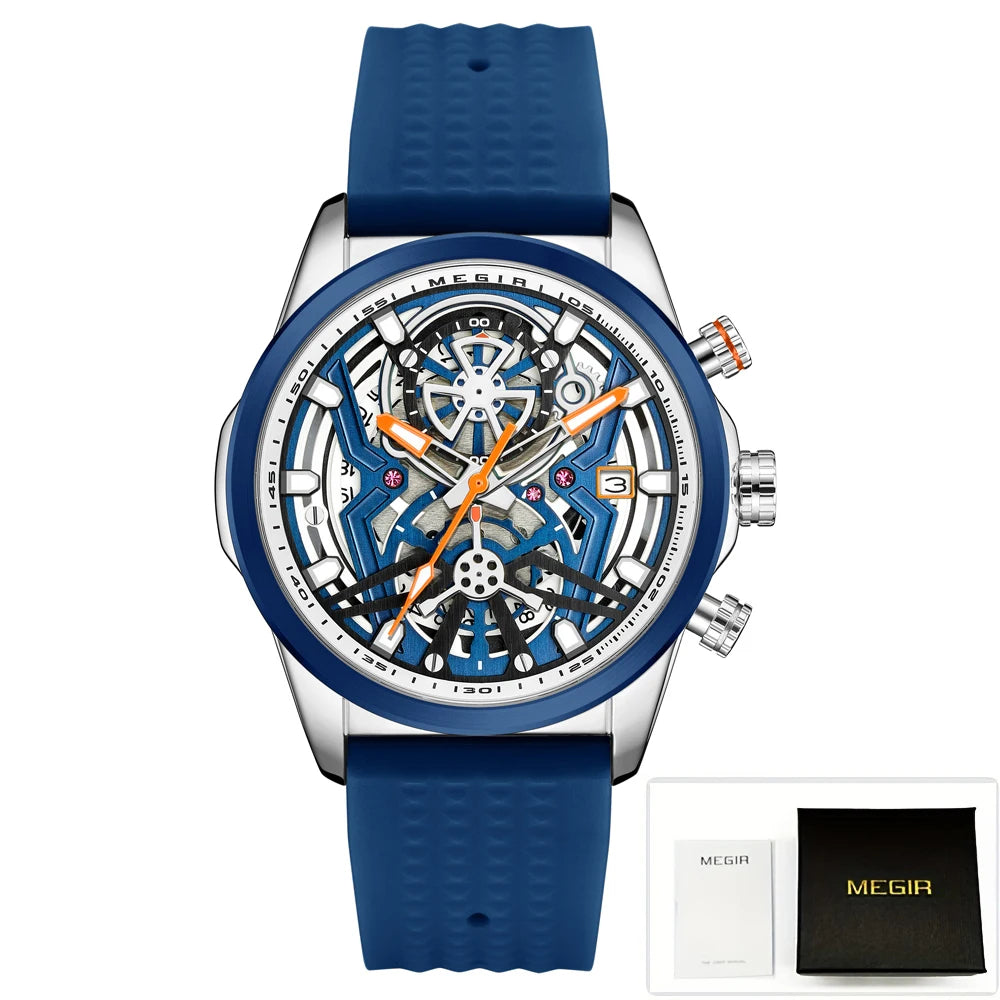 Sport Chronograph Watches for Men Top Luxury Brand MEGIR Quartz Waterproof Fashion Man WristWatch with Auto Date Luminous Hands