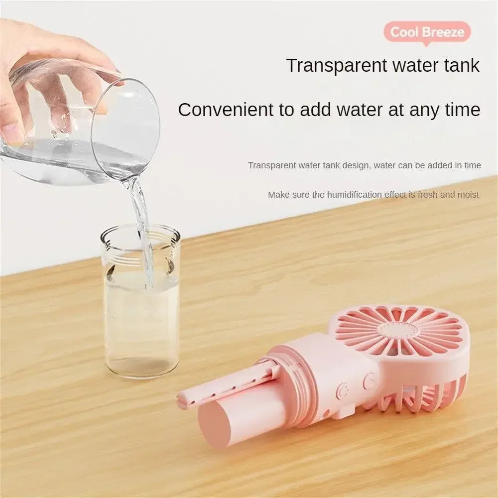1pc Portable Handheld Mist Fan – Water Spray Mini Fan for Summer & Outdoor Use