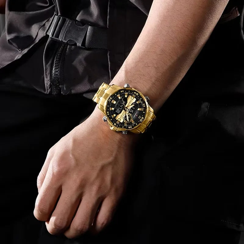NAVIFORCE Fashion Brand Black Gold Men Watch Fashion Luxury Quartz Wrist Watches Sport Waterproof  Stainless Steel Strap NF9234
