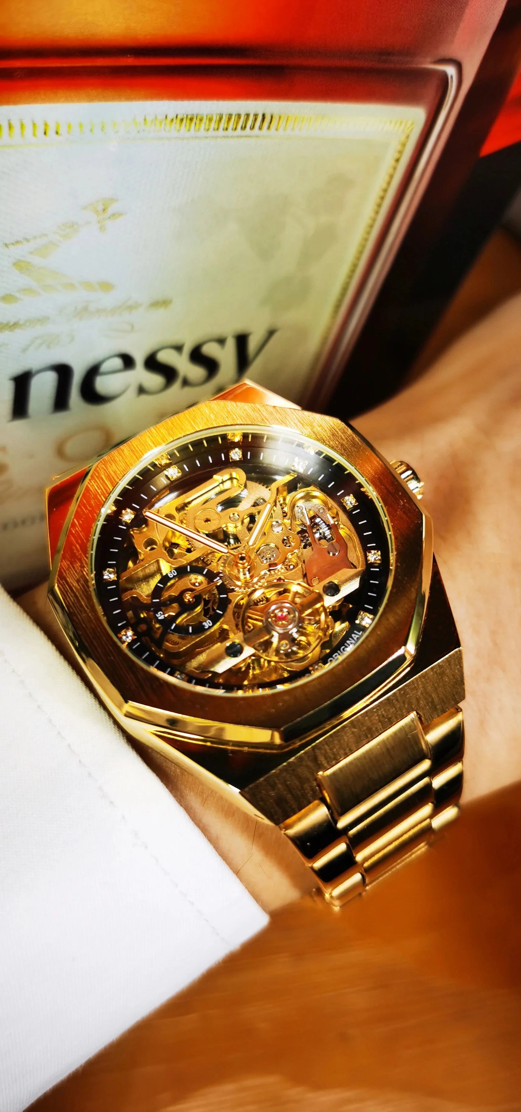 Luxorive Spectra Tourbillon – Automatic Skeleton Watch with Diamond Dial Watchify 