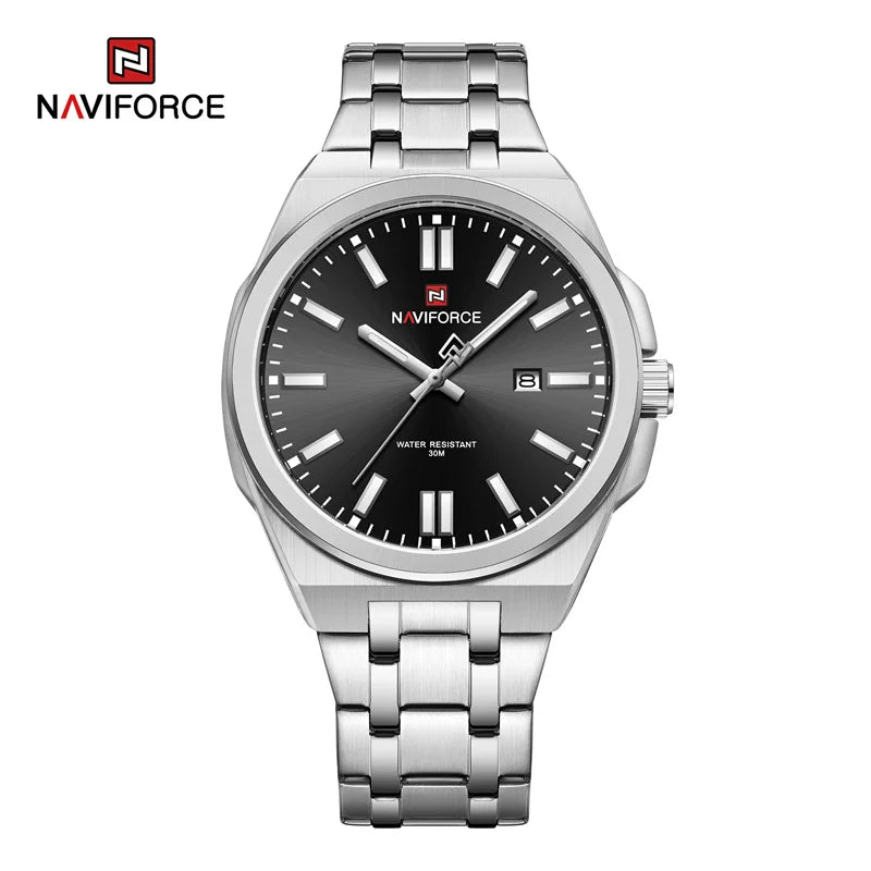 NAVIFORCE Quartz Watch For Men Luxury Business Luminous Stainless Steel Male Wristwatches Waterproof Calendar Clock Reloj Hombre