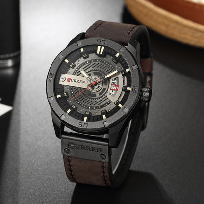 CURREN 8301 Classic Men's Quartz Watch – Waterproof Leather Strap with Calendar