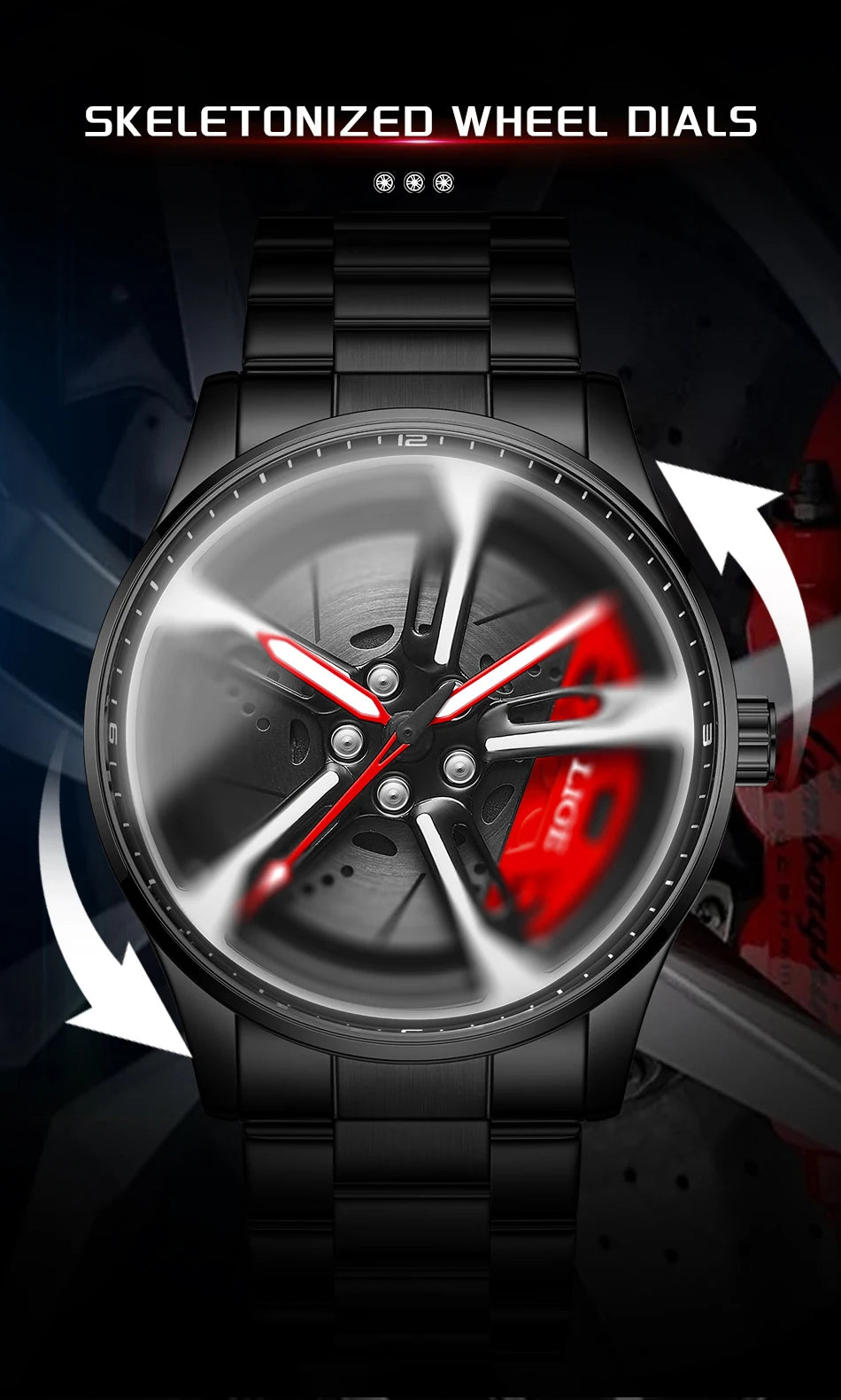 LIGE New Sports 3d Xiaomi Car Wheel Watch Fashionable Rotating Dial Stainless Steel Strap Waterproof Quartz Watches reloj hombre