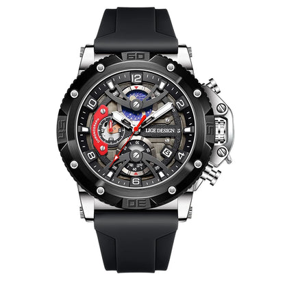 LIGE Sports Chronograph is a premium-quality men’s wristwatch featuring a rugged design with real chronograph sub-dials, made for active and style-conscious individuals.
