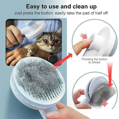 Self-Cleaning Pet Hair Remover Brush – Cat & Dog Grooming Comb