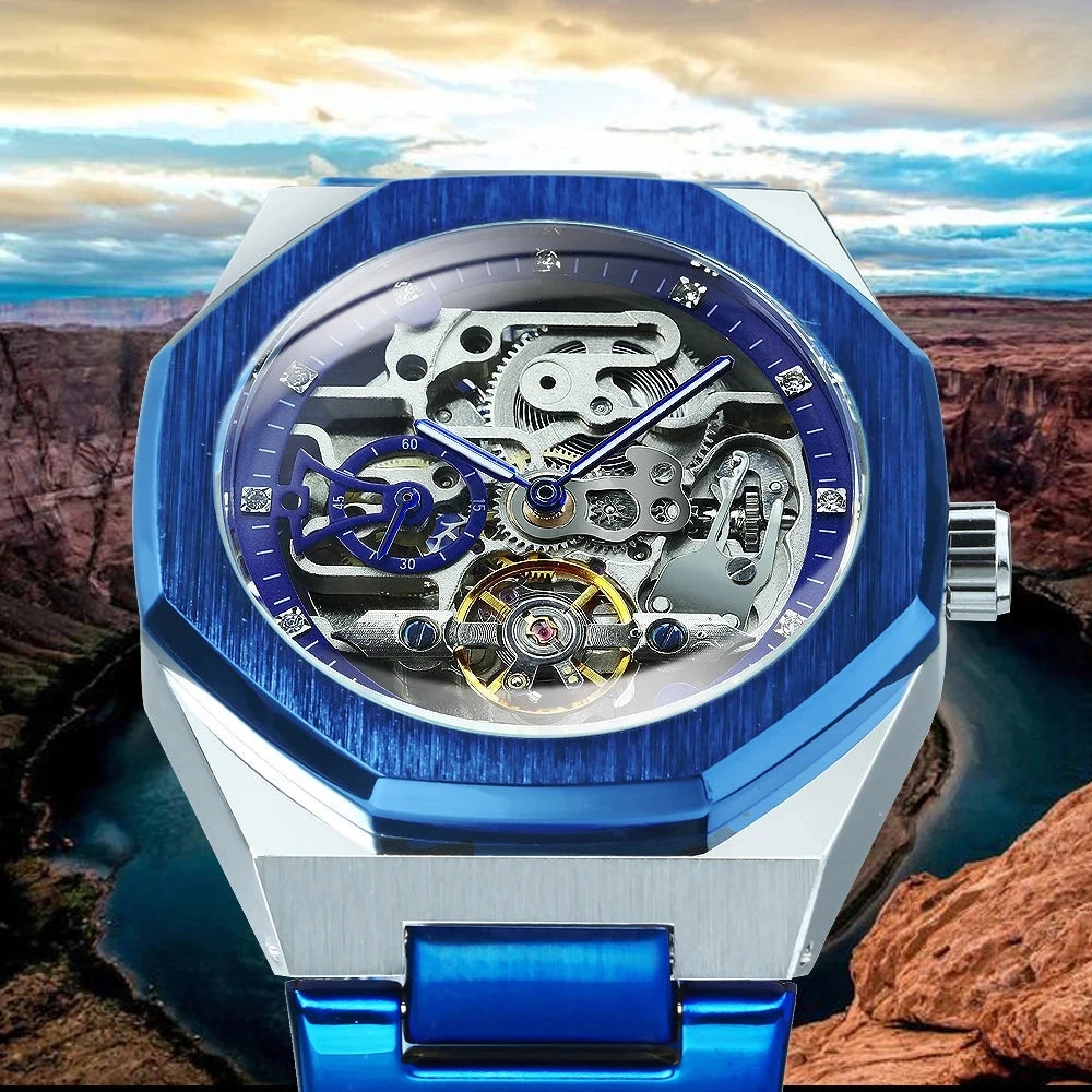 Luxorive Spectra Tourbillon – Automatic Skeleton Watch with Diamond Dial Watchify 