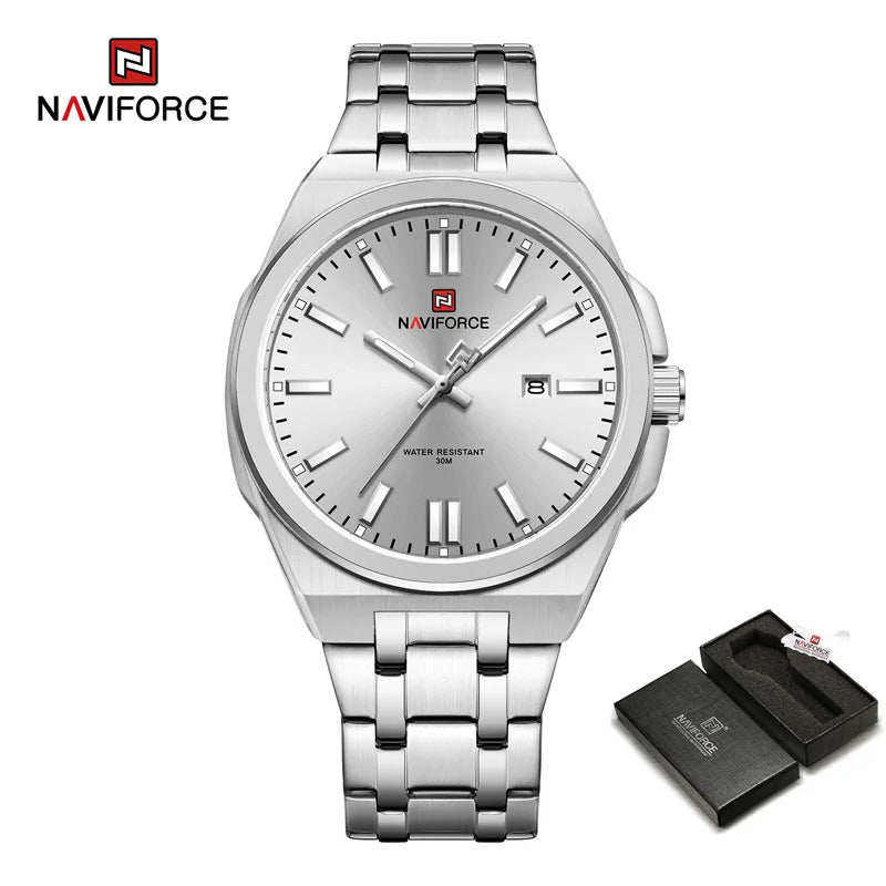 NAVIFORCE Quartz Watch For Men Luxury Business Luminous Stainless Steel Male Wristwatches Waterproof Calendar Clock Reloj Hombre