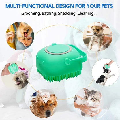 Pet Shampoo Brush – Soft Silicone Rubber Grooming Scrubber for Dogs & Cats