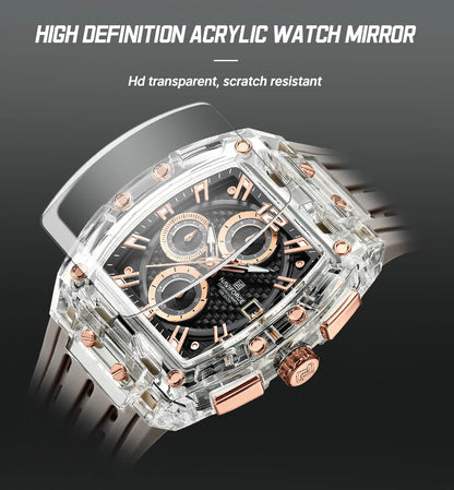 NAVIFORCE Men's Quartz Multifunction Watches Fashion Sports Chronograph 5ATM Waterproof Silicone Band Casual Man Wrist Watch