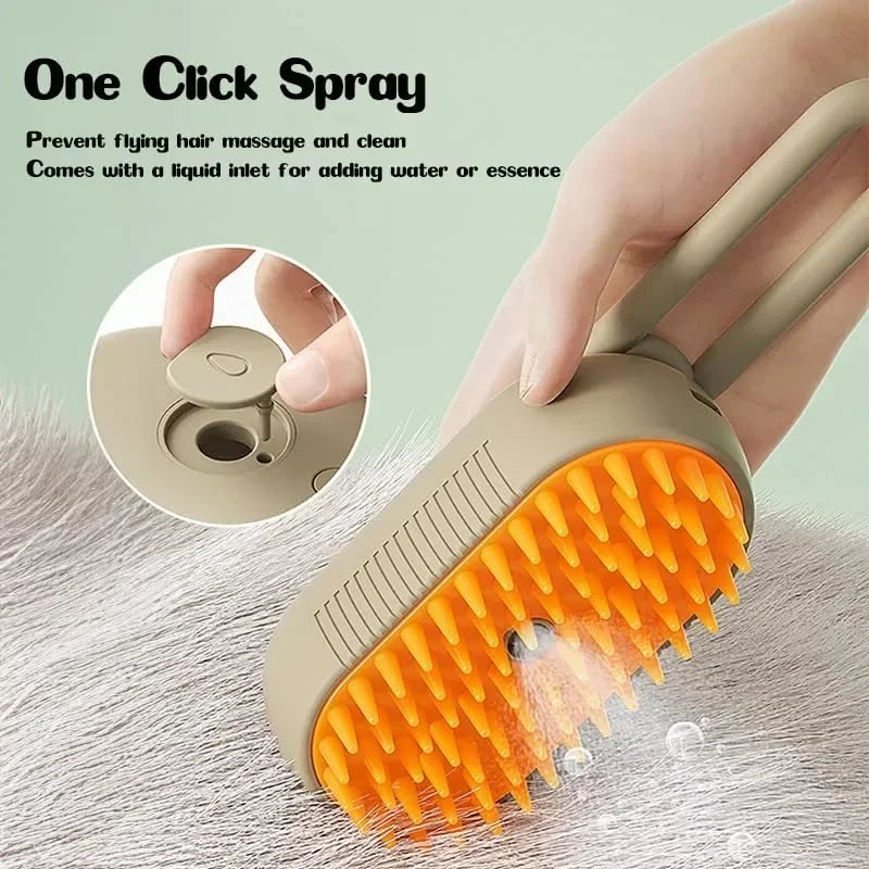 3-in-1 Electric Steamy Dog & Cat Brush – Massage & Hair Removal