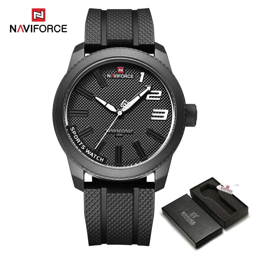 NAVIFORCE Top Brand Watch Men Fashion Casual Waterproof Simple Style Quartz Wristwatch Military Male TPU Strap Clock