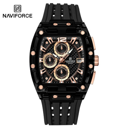 NAVIFORCE Fashion Men Watch Quartz Chronograph  Clock 3ATM Waterproof Silicone Band Sports Casual Date Display Male Wristwatches