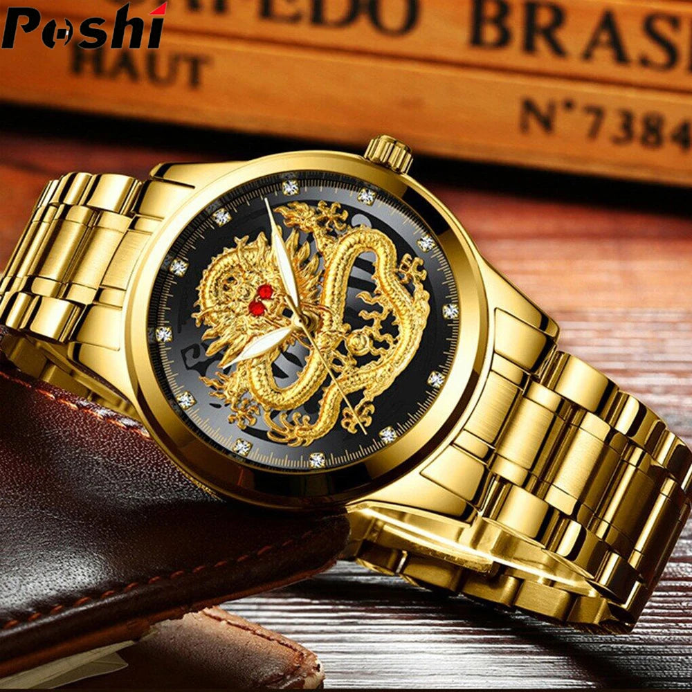 Luxorive DragonCore – Gold Stainless Steel Men’s Quartz Watch