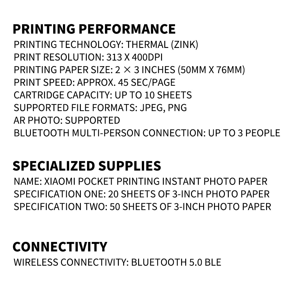 Xiaomi AR 300dpi Mini Photo Printer – Portable Pocket Printer