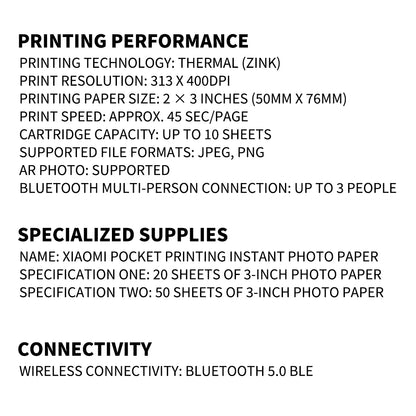 Xiaomi AR 300dpi Mini Photo Printer – Portable Pocket Printer