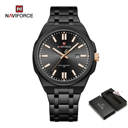 NAVIFORCE Quartz Watch For Men Luxury Business Luminous Stainless Steel Male Wristwatches Waterproof Calendar Clock Reloj Hombre