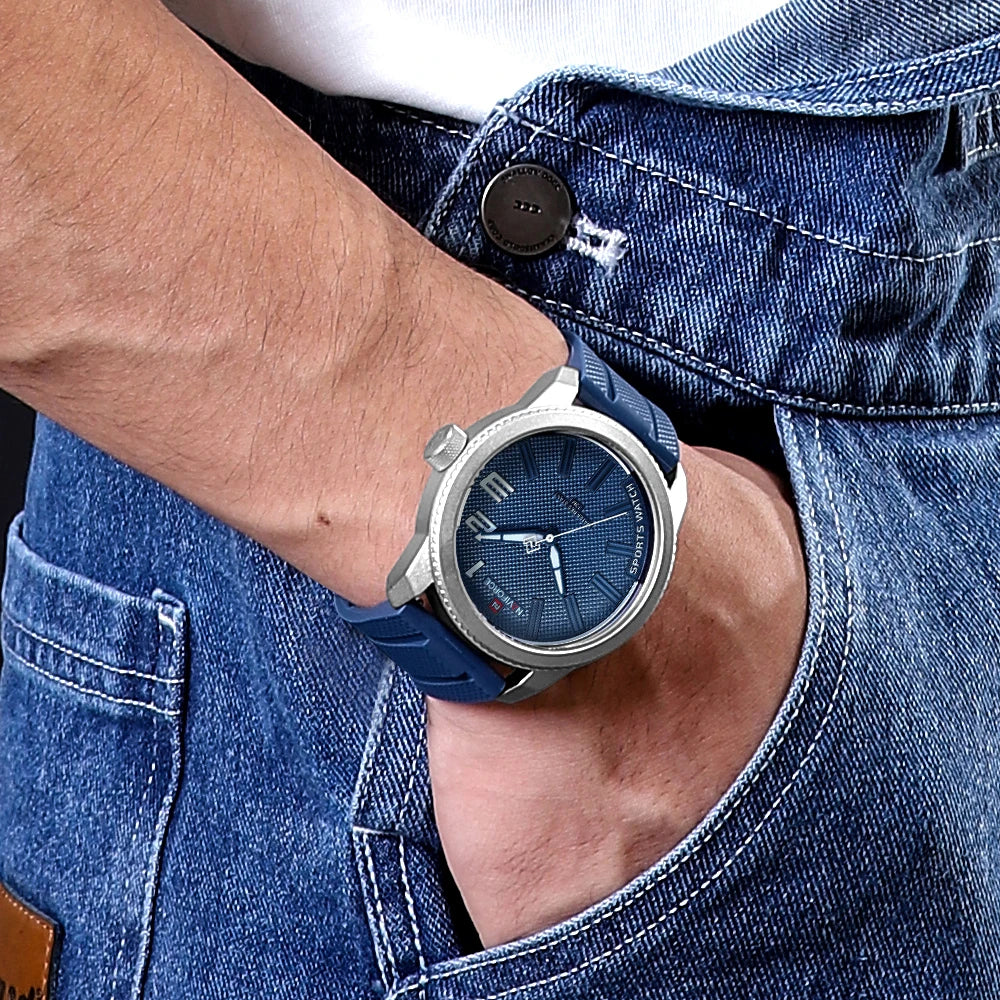 NAVIFORCE Top Brand Watch Men Fashion Casual Waterproof Simple Style Quartz Wristwatch Military Male TPU Strap Clock