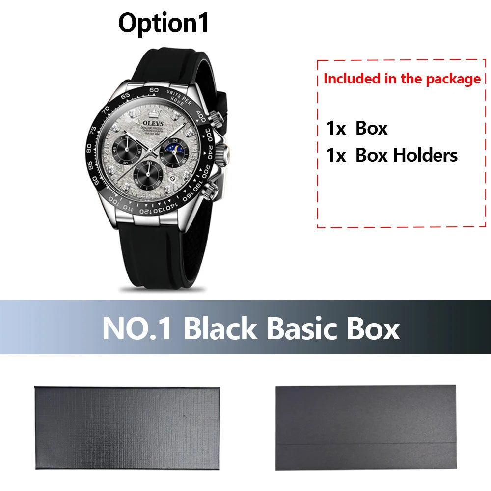 OLEVS Luxury Men's Watches Waterproof Original Quartz Man Watch Moon Phase Watch for Men Chronograph Wrist Watch Luminous Clock