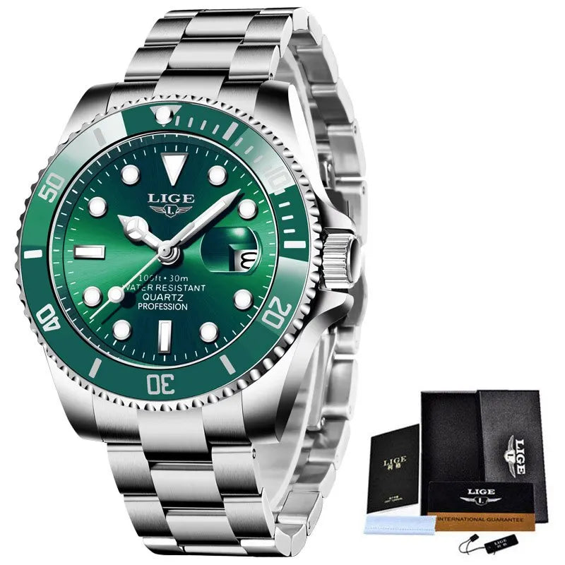 LIGE 30ATM Diver Watch – Luxury Waterproof Quartz Sports Watch for Men